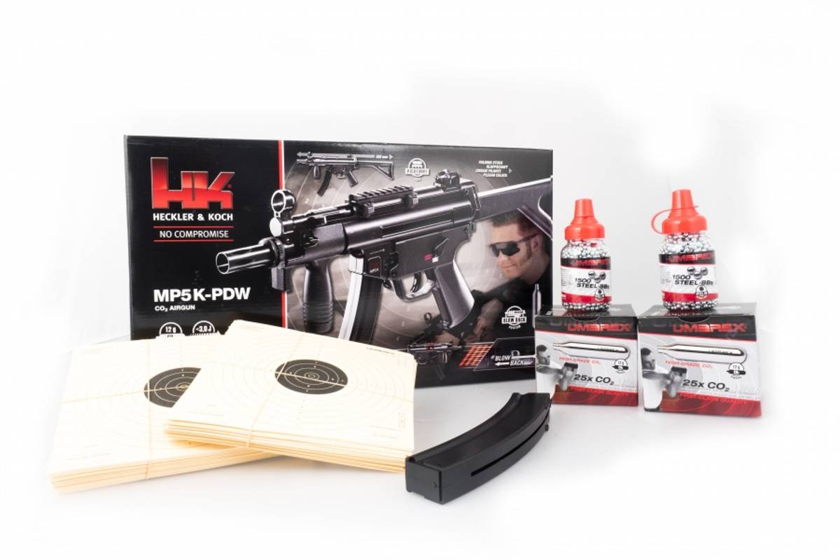 H&K MP5K PDW Co2 Maskin Pistol StorPakke - 4.5mm BB - Game-On.no